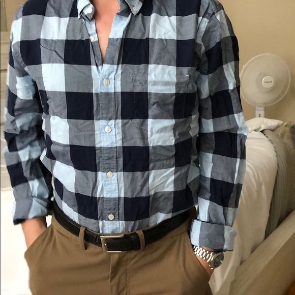 Blue checkered express button down - Picture 2 of 3